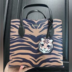 Furla Zebra Stripe Tote - Black and Tan